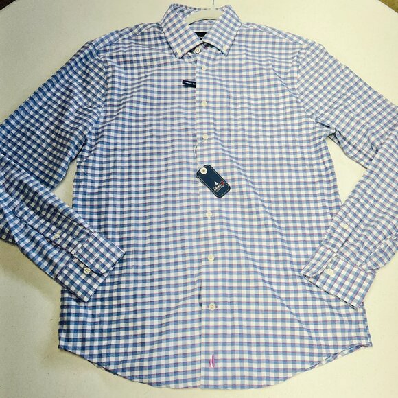 NWT Johnnie-O Shirt Mead Performance Button Down Shirt Blue Purple Plaid Gingham - Picture 3 of 7